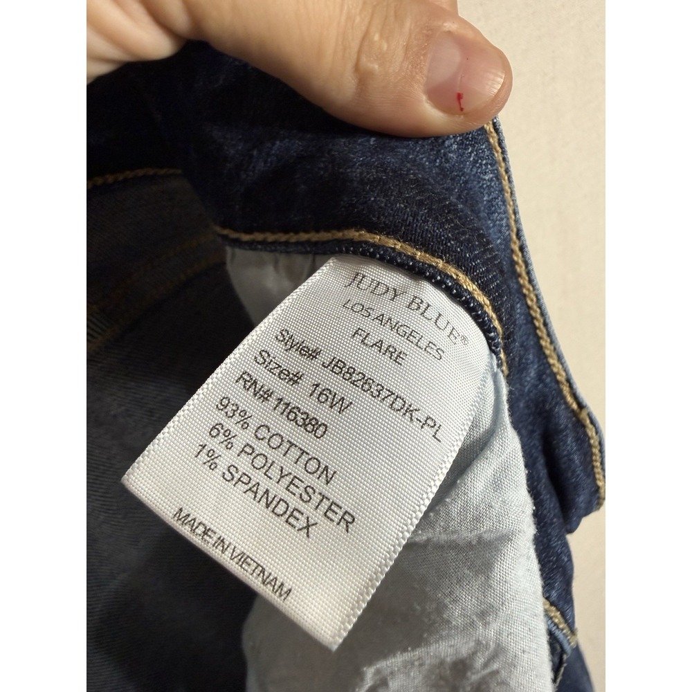 Judy Blue 16W Dark Wash Flare Jeans Womens Plus Size Stretch High Rise Western - Picture 10 of 10